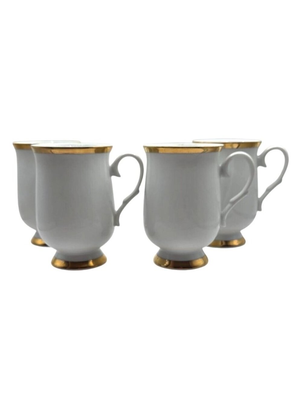 Sheffield Fine China Lido Mugs With Gold Trim Japan Set Of 4 Vintage 1970
